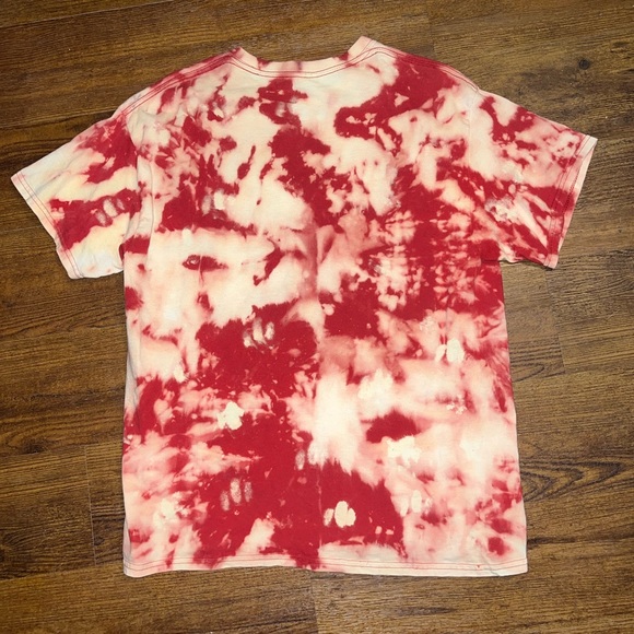 Gildan Alabama Red and Cream Tie-Dye Graphic Short Sleeve Top Size L - Picture 2 of 8